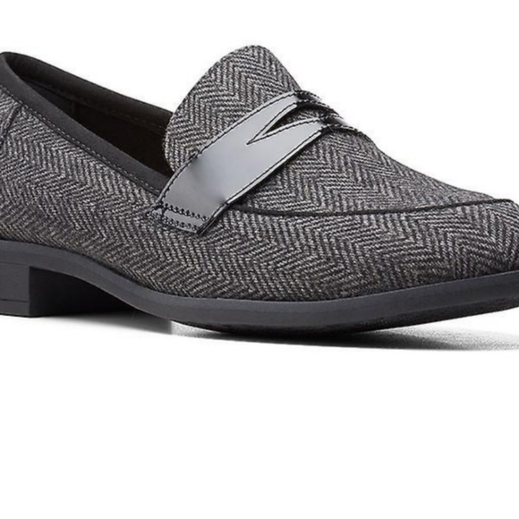 Clarks Women Trish Rose Loafers BLK combi Size 7 New - Picture 1 of 6